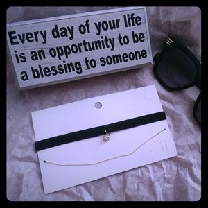 Black Velvet Choker & Gold Choker.